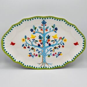 Baci Milano Melamine Mama Mia Tree of Life Platter Serving Dish Green Edge